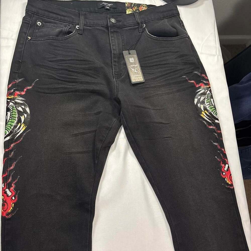 Ed Hardy Stacked Boot Cut Black Denim Jeans